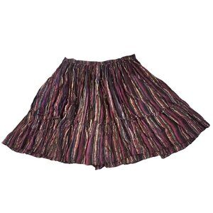 Vintage Plus Size Multicolor Striped Cotton Midi Skirt